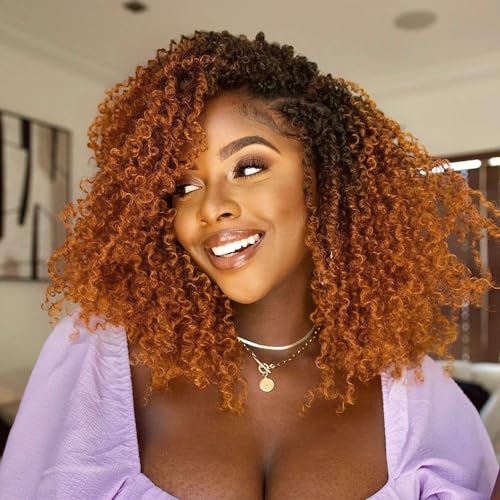 Toyotress Yanky Twist Crochet Hair - 12 Inch 8 Packs (30 Strands/Pcs) Pre-twisted Fluffy Spring Passion Twist, Ombre Orange Copper Pre-Looped Crochet Braids Braiding Hair (12 Inch, OT2/2735-8P)