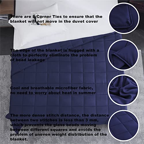 L'AGRATY Weighted Blanket - 60"x80" 15lbs Cooling Breathable Heavy Blanket Microfiber Material with Glass Beads for Adult All-Season Summer Fall Winter Soft Thick Comfort