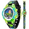 Disney Pixar Toy Story 4 Buzz Lightyear – Reloj LCD intermitente para niños con esfera iluminada colorida, funda duradera, correa temática espacial, perfecto para niños y niñas de 4 años en adelante,