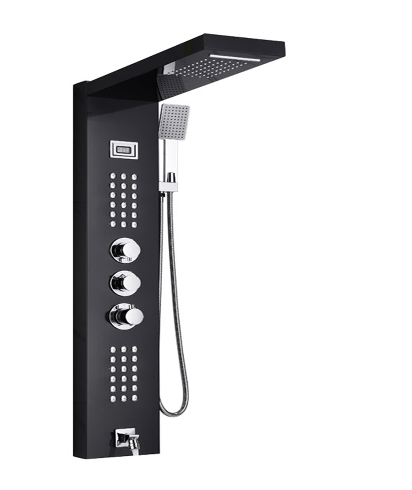 Soywim Black 1047 Shower System, Led Light Shower Panel,Waterfall Rain Digital Display Faucet Set,Spa Massage Jet Bathroom Column Mixer Tap System(Black 1047)