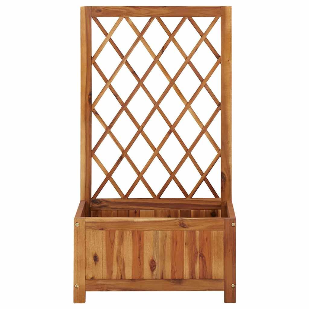 vidaXL Bois Massif d'Acacia Lit Surélevé de Jardin avec Treillis Jardinière Bac à Fleurs Pot de Plantes Lit de Plantation Balcon Extérieur