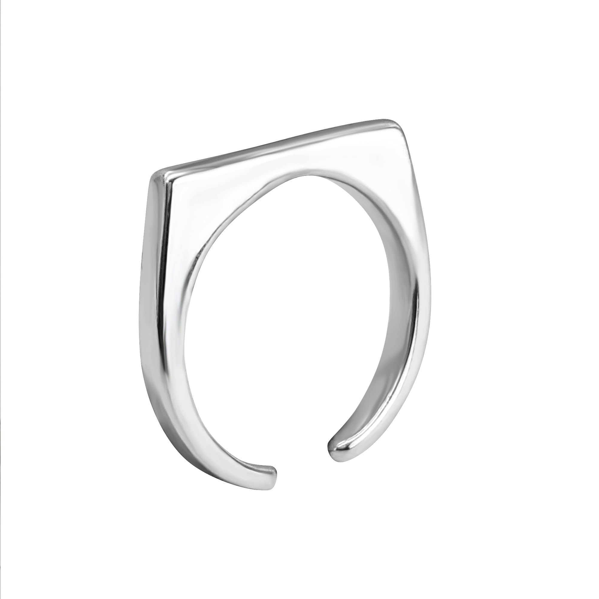 Silverly Anillo Plata 925 Parte Superior Plana Mujer | Anillo Barra Rectangular Ondulada Ajustable Plata de Ley | Anillos Abiertos Banda Fina Modernos | Joyería Clásica Sencilla | Elegante