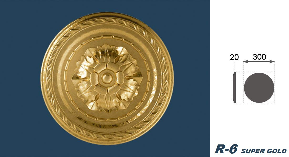 1 Rosette Parete Coperta Rosetta Decorativa Rosetta da Soffitto Polistirolo Ø 30cm R-6 Super Gold