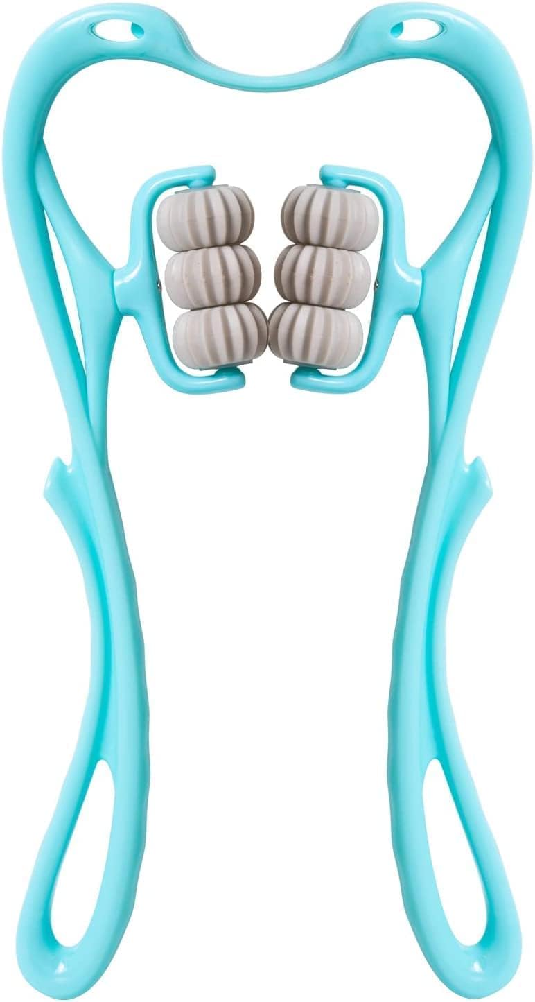 Dual Pressure Point Cervical Neck Massager | 360° Adjustable Roller Therapy Tool for Neck, Shoulder, Spine Handheld Acupressure Relaxer Muscle Pain Relief, Stress & Tension Release (6 Wheel)