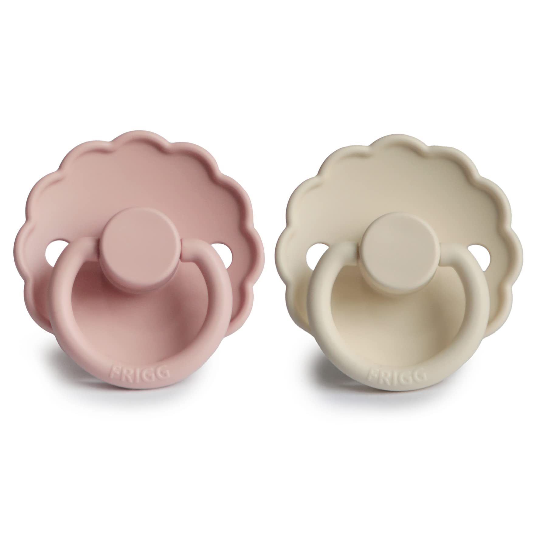 FRIGG Daisy Lot de 2 sucettes | Sucette en silicone | Sans BPA | Fabriqué au Danemark | Tétine Cerise Symétrique | (Blush/Cream, Taille 1 (0-6 Mois)) - 2