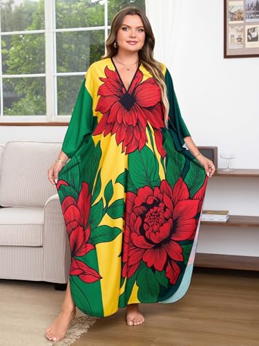 Image of Kaftan Dress for Women - Plus Size Caftan Maxi Beach Dress Moo Moos Loungewear, Swimsuit Cover Up for Beach, Pool or Vacation