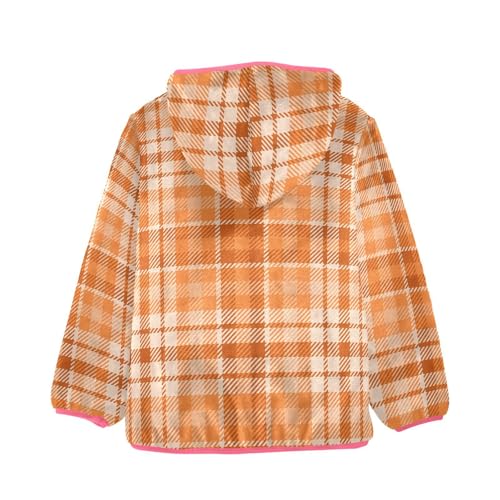 OTVEE Autumn Orange Plaid Kids Hoodie Jacket Fall Spring Full Zip Warm Outwear Coat2