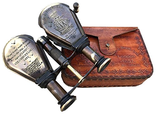 Classic Marine Spy Glass Antique London 1857 R & J Beck Brass Binocular Collectibles Landing of Columbus Brass Vintage Binocular Monocular Antique Style Telescope Spyglass Folding Gift