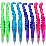 Maydahui 24 PCS Octopus Tentacle Shaped Ballpoint Pen Funny Finger Puppet Pens Devilfish Pen Black Ink Soft Silicone for Boys Party Students