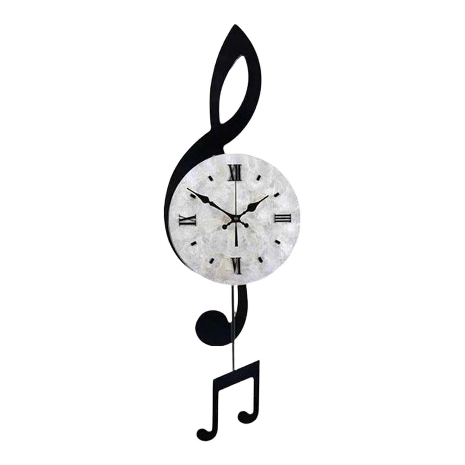 predolo Reloj de Pared con Notas Musicales, Decorativo, con Péndulo, para Colgar, Ideal para Fiestas Escolares, Cafeterías Y Salas de Estar, L
