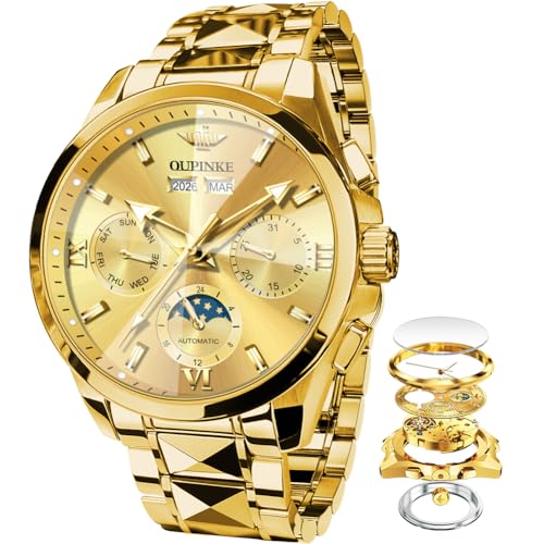 Image of OPK Watches for Men Diamond Roman Analog Mens Watches Waterproof Large Stainless Steel Men Wrist Watch Business Father Gift Watch Blue