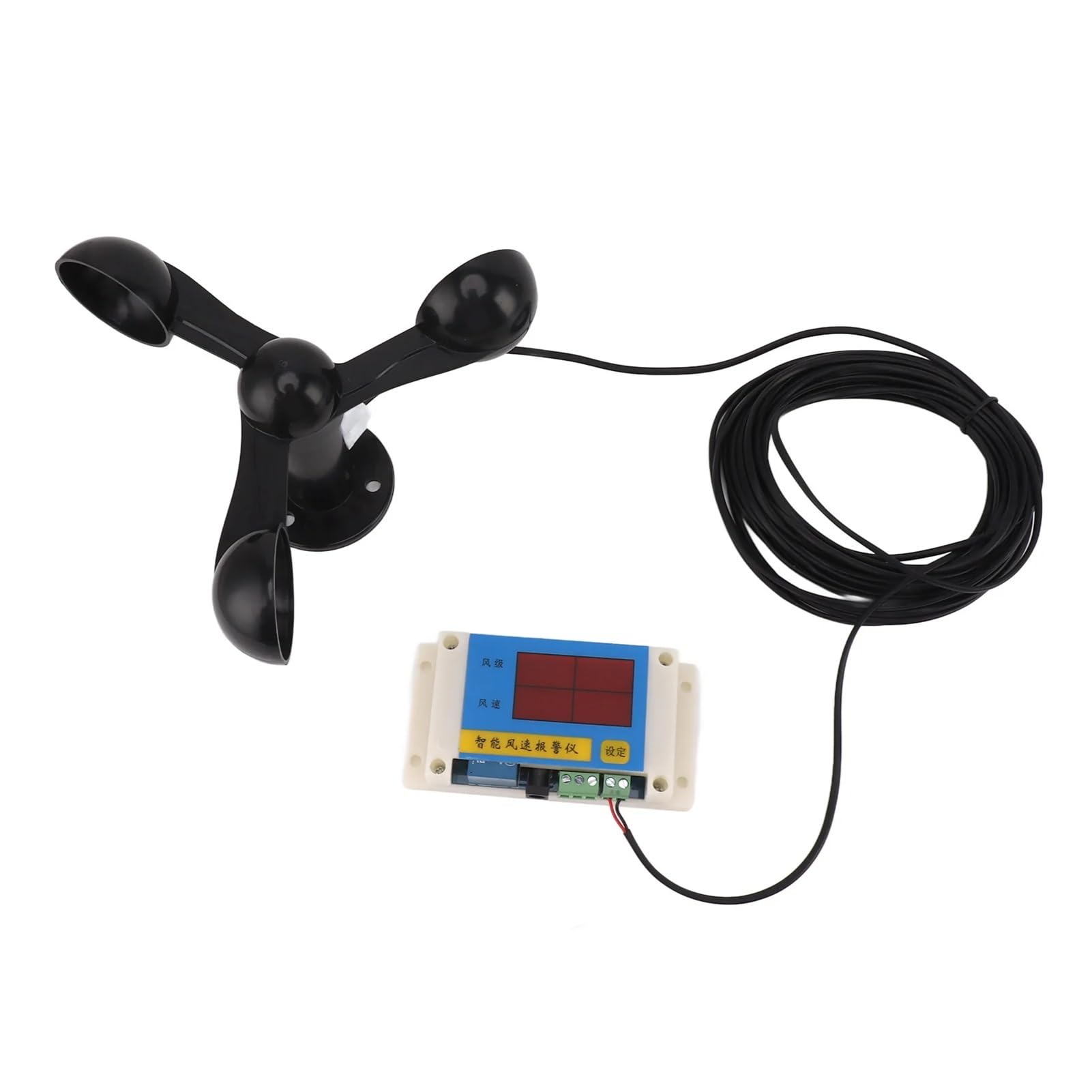3 Fan Blades Tower Crane Anemometer 360 Degeree Measurement Alarm Wind Speed Meter High Accuracy Anti Interference for Fishing