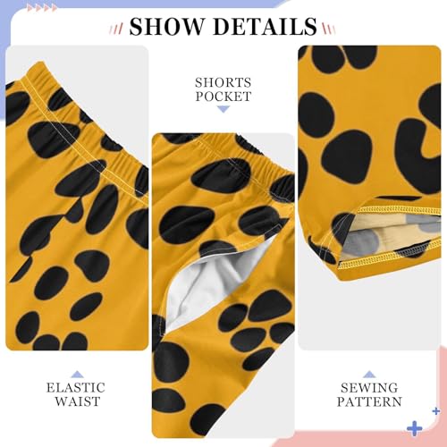 Boys' Pants Leopard Golden Cheetah Spots Long Bottoms Jogger Pants Elastic Waist Trousers with Pockets S-XL4
