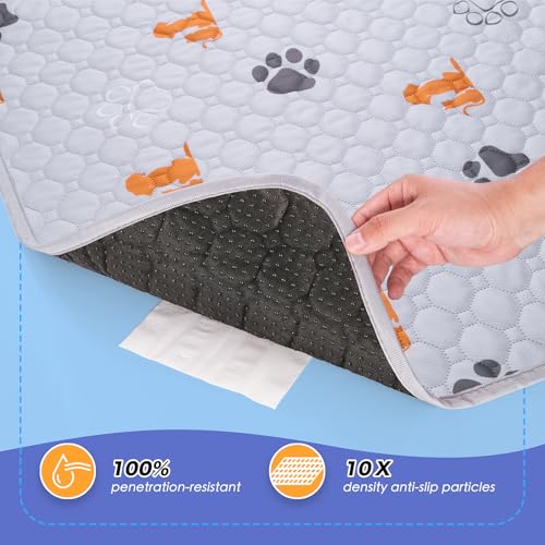 Image of WanpeeGoo Washable Pee Pads for Dogs, 2 Pack Absorbent Reusable Training Dog Pads Pet Puppy Pads, Non-Slip Potty Pads for Whelping, Playpen, Crate, Bed, Orange, 24 inchx36 inch