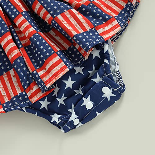 Ursobutegl 4Th Of July Romper Dress For Baby Girls Ruched Jumpsuits Skirts Bodysuits Independence Day Princess Outfit(12-18 Months, Striped Stars 1) #TOP6