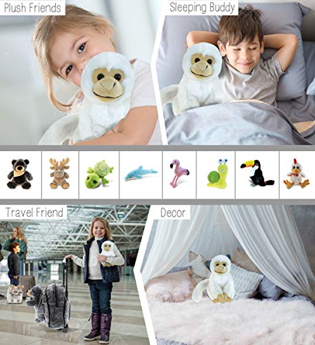 Dollibu Plush Squirrel Monkey Stuffed Animal - Soft Huggable White Monkey Playtime Zoo Plush Toy, Cute Jungle Animal Cuddle Gift For Kids & Adults - 12.5″L X 4″W X 6.5″H #TOP3