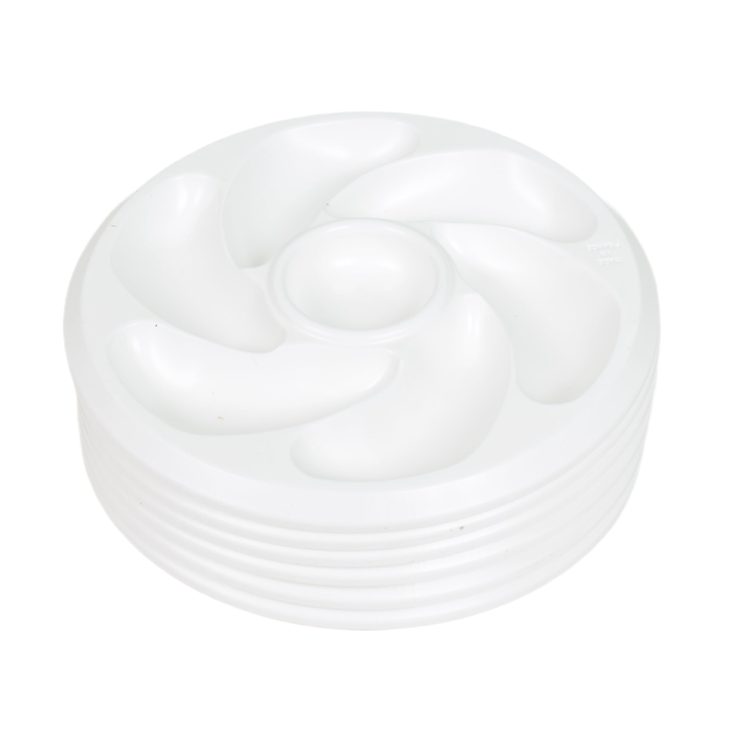 YVAN MOINS CHER Set of 6 Oyster Plates with 6 compartments and 1 for Lemon, Sauce. Made in France. Made in France. Polypropylene Base for The Home, Restaurant, Diameter 20 cm. Colour: White