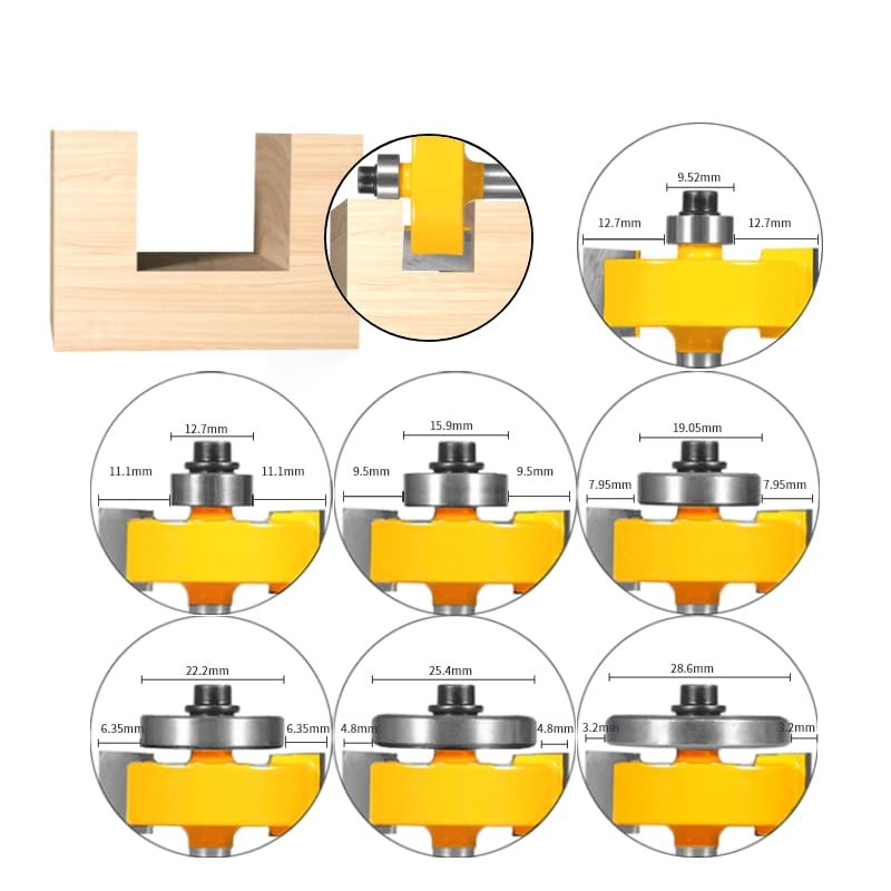 1 szt. Typ T rowek wręgowy z 6 zestawami łożysk router Bit frez do obróbki drewna do frezu czołowego do drewna(31mm)