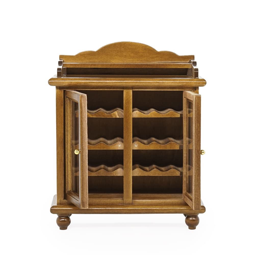 Odoria 1/12 Scale Dolls House Miniature Wine Cabinet Dollhouse Accessories, Brown
