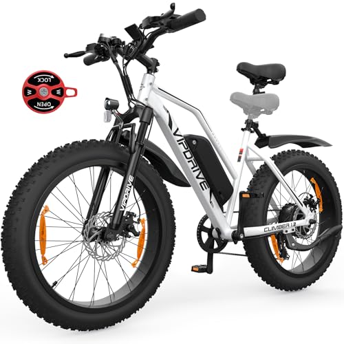 Vipdrive Bici Electrica Adulto, 26'x4' Fat Tires E-Bike, Batería Removible de 624Wh, 5 Modo Pas, 7 Velocidades, Velocidad Máxima 25KM/H, Bicicleta Eléctrica con Motor de 250W, Alcance de hasta 140KM