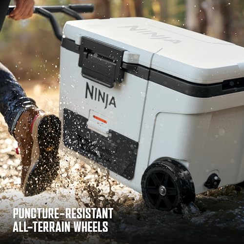 Image of Ninja FrostVault 45QT Cooler with Wheels | Insulated with Temp Dry Storage Drawer | Keeps Ice Cold for Days | for The Beach, Camping, Picnics & More | Strawberry Rhubarb | FB245BP