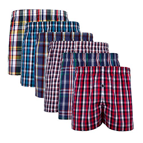 XIAOYAO Calzoncillos Boxer Hombre American Style, Pack de 6 (L, Cuadros C)