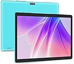 PRITOM M10 10 inch Tablet - Android 13 Tablets with 64GB, 512GB Expand, Quad-Core, HD IPS Screen, Dual Camera, Wi-Fi, Bluetooth, Cyan