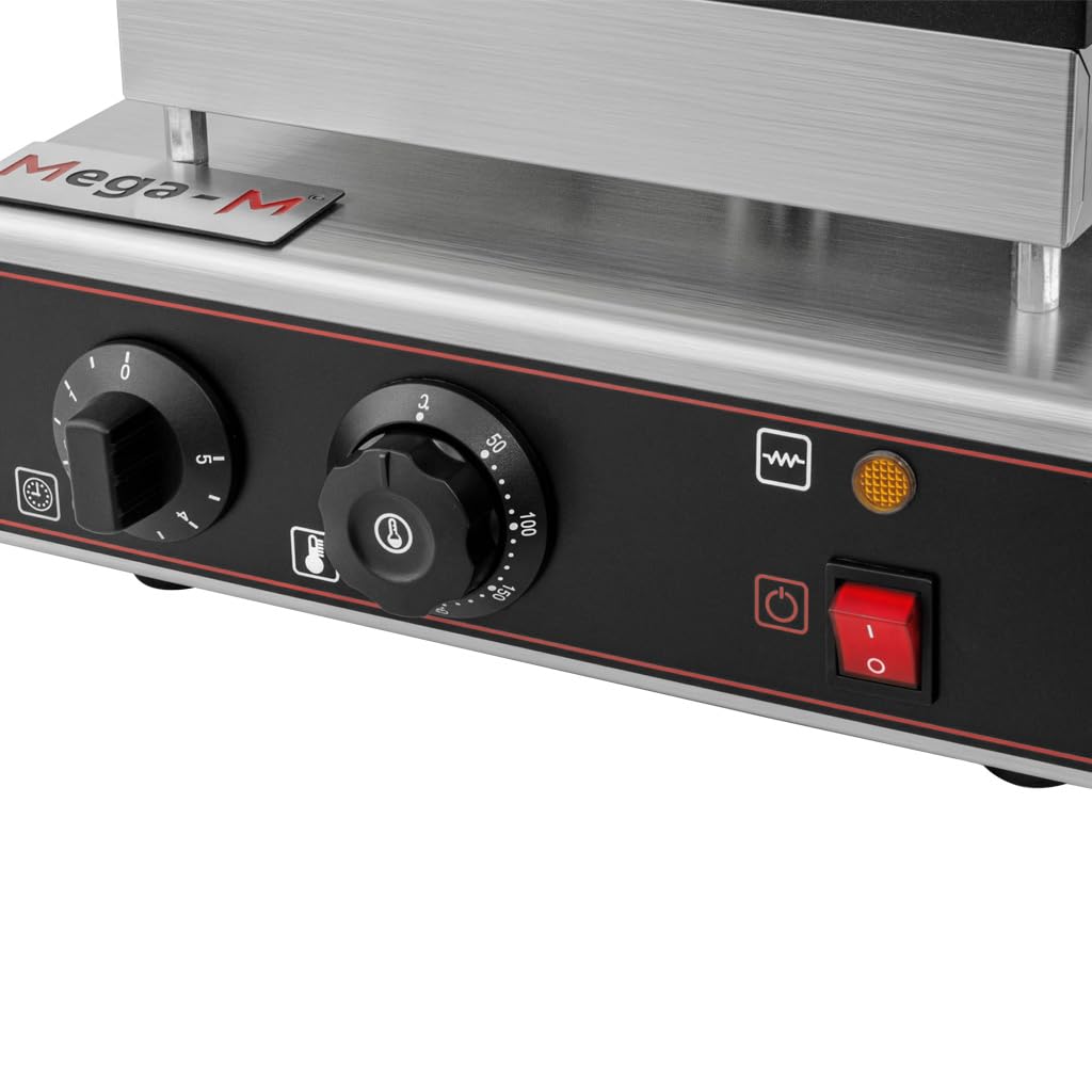MEGA-M gofrownica gastronomiczna prostokątna 2 kW 230 V inox | Płyta 4x6, 2 gofry 18x22 cm, stal nierdzewna, do lokali gastronomicznych i punktów food service