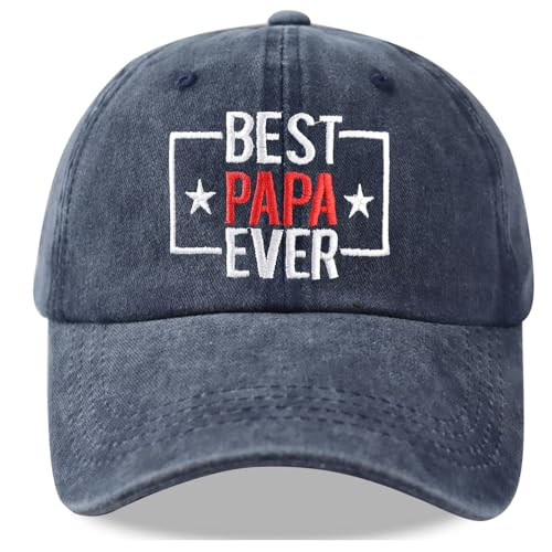 Image of Best Papa Ever Hat, Vintage Distressed Washed Cotton Adjustable Baseball Cap