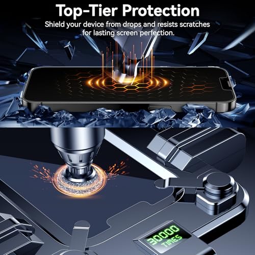 Image of Esanik [2+2 Pack for iPhone 13 Pro 6.1'' Privacy Screen Protector - Anti-Spy Tempered Glass & Camera Lens Cover, Military-Grade 9H Hardness, Anti-Scratch, Flawless Fit Tray