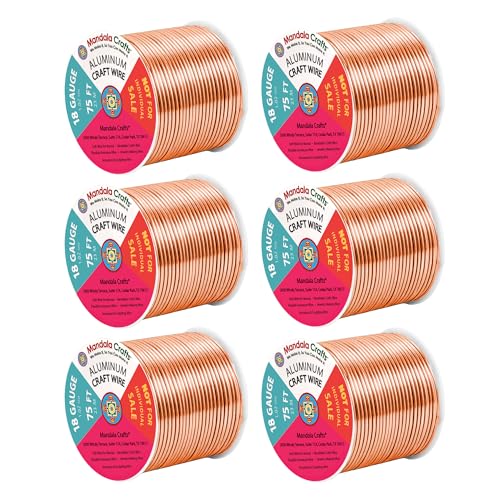 Image of Mandala Crafts 18 Gauge Rose Gold Tone Combo Anodized Aluminum Craft Wire | 450 FT, Colored, Flexible, Bendable for Bonsai Armature Sculpting Wire Wrapping Jewelry Making, Weather & Tarnish Resistant