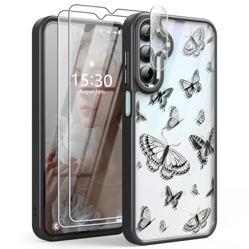 Coque Samsung A15 5G antichoc papillon avec vitres de protection
