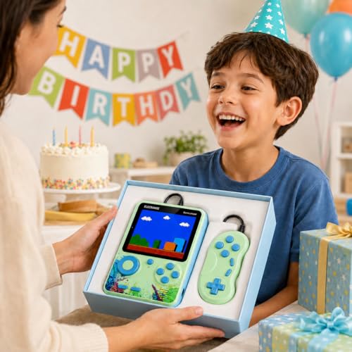 Image of Video Game for Kids 500 in 1 Retro Game Box with 3 in Display ,Handheld Game Box with TV Output Can Play On TV, Games Like Contra, Tank Etc (Multicolour) (G5 with Remote)
