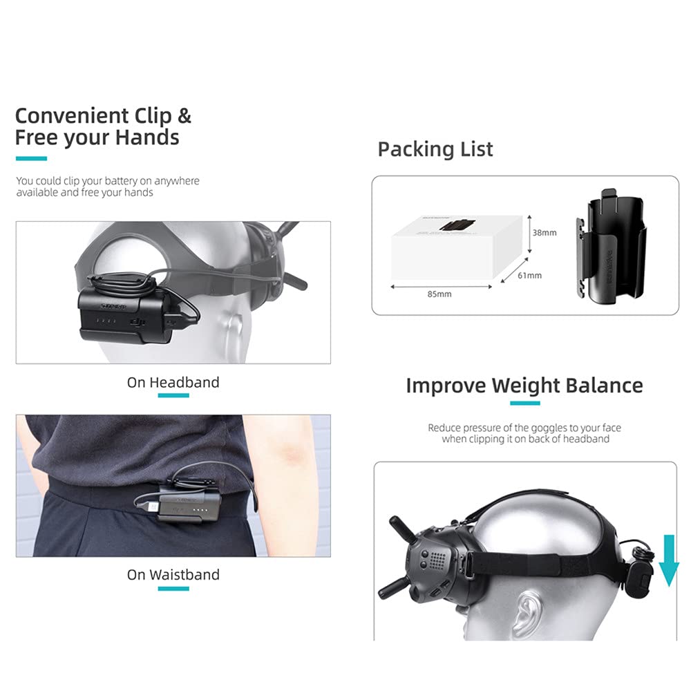 Clip Per Batteria Con Avvolgicavo Per DJI FPV Goggles V2 – Supporto Leggero Per Montaggio A Gancio