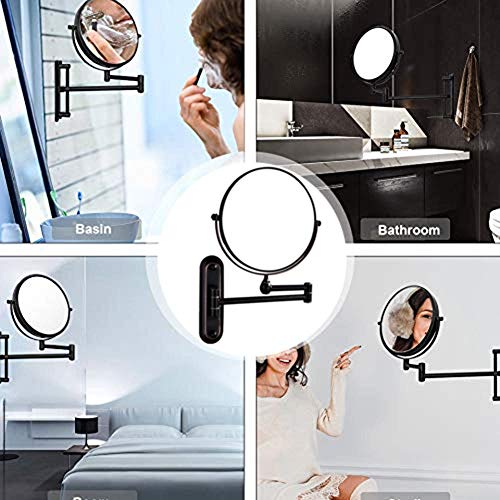 Miroir grossissant double face JCAKES à bras extensible 360° noir