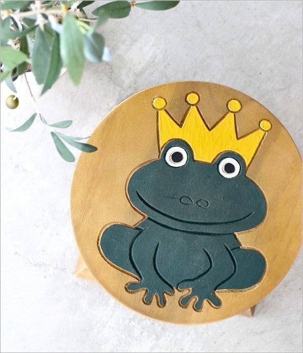 Amazon.co.jp: かえるの木製ミニスツール かわいい 小さい椅子 観葉