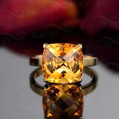 Antique Vintage 9.67ct Natural Citrine Crystal 14K Yellow Gold Wedding Promise Engagement Women's Band Ring Set3