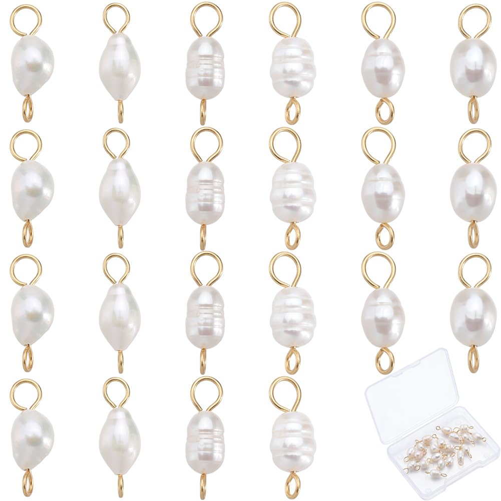 Breloques perles d'eau douce naturelles à double boucle pour création de bijoux DIY