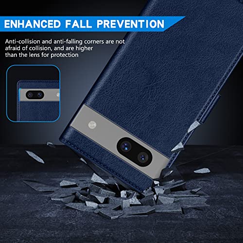 Image of ZZXX for Google Pixel 7a Wallet Case Magnetic Closure 6.1 inch,Blue