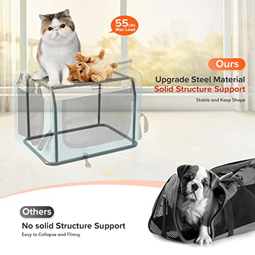 Reerooh Large Cat Carrier 24"X17"X17", Soft Dog Crate With 2 Bowls, Collapsible Travel Pet Carrier Bag For Cats Dogs Puppies Kittens (Blue) #TOP1