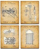 Original Farming Patent Prints - Set of Four Photos (8x10) Unframed - Makes a Great Gift Under $20 for Farmers or Country Decor
