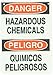Brady 90657 7" Width x 10" Height B-347 Plastic, Red and Black on Green Glow-In-The-Dark Safety Sign, English and Spanish, Header "Danger/Peligro", Legend "Hazardous Chemicals/Quimicos Peligrosos"