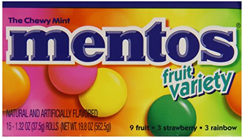 Mentos Fruit Variety - 1.32Oz Rolls - 15 Ct., 19.8 Ounce #TOP2