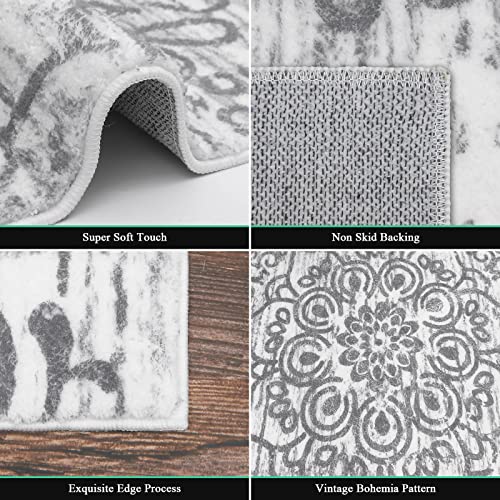 Hebe Rugs TUANSHAN Hebe Hallway Runner Rug 2'X6' Washable Vintage Distressed Area Rugs Non Slip Laundry Rug Runner Boho Floor Carpet Runners For Hallways Entryway Laundry Room Kitchen Bathroom thumb #2