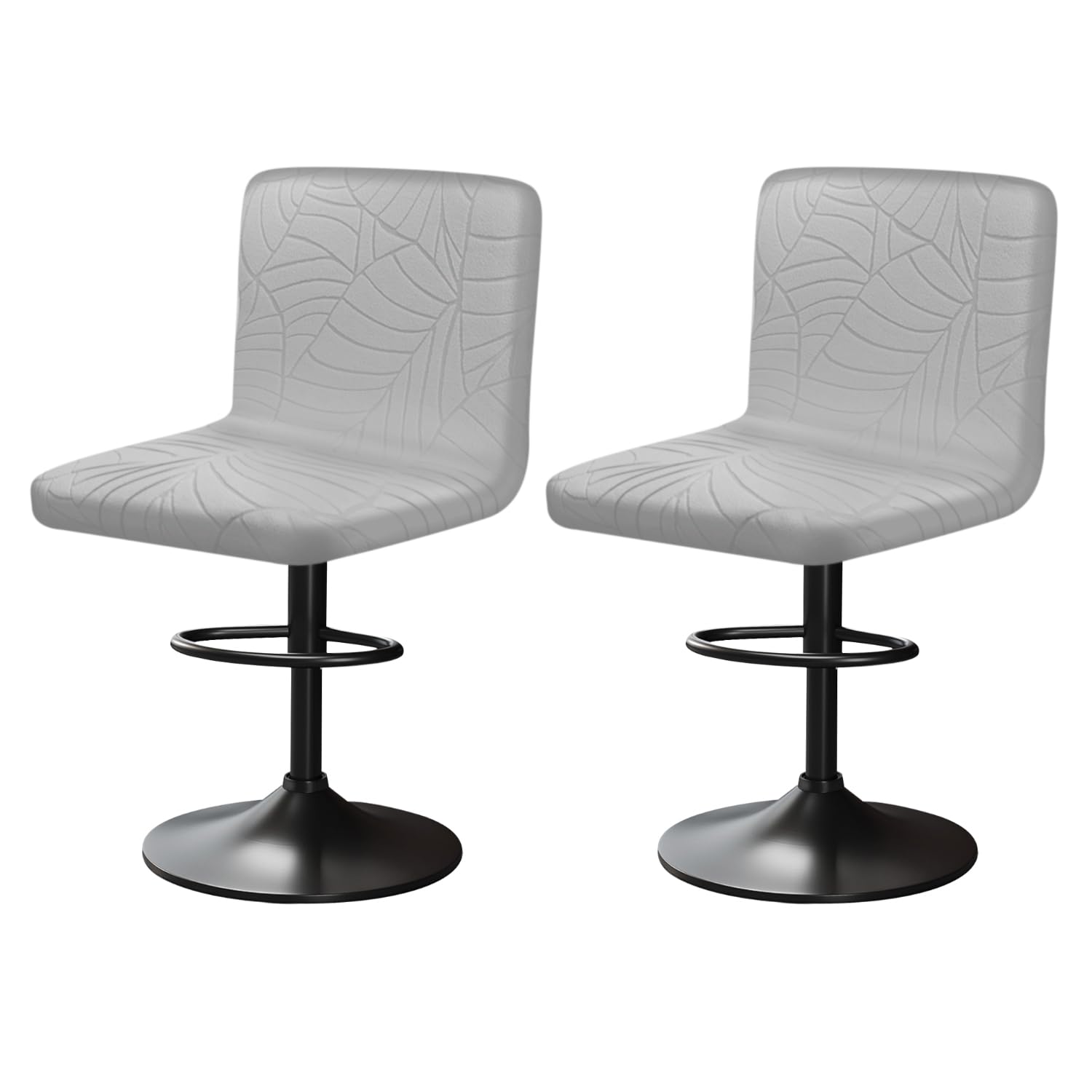 Bar Stool Covers with Back Bar Stools Slipcovers with Backrest Very Soft Elastic and Easy to Install Wrinkle Resistant, Washable, Dustproof (2, Light Grey)