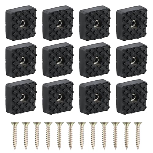 12 Stück Hochwertige Schwarz Quadratisch Gummifüße Schraubbar Antirutsch Elastikpuffer Möbelfüße Schwarz Schutz Möbelgleiter für Gartenstühle, für Alle Arten von Möbeln Schützen Möbel 30 x 30 x 10 mm