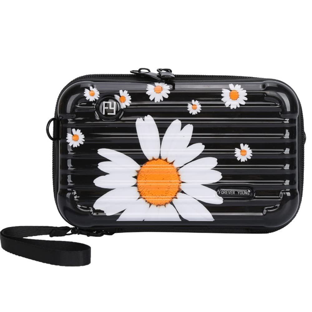 Despo™ Forever Young Crossbody & Mini Suitcase Sling Box Bag For Women And Girls with Detachable Shoulder Strap and Convertible into Cosmetic Box (White Flower Black) (B0BWYXFNHN) Amazon Price History, Amazon Price Tracker