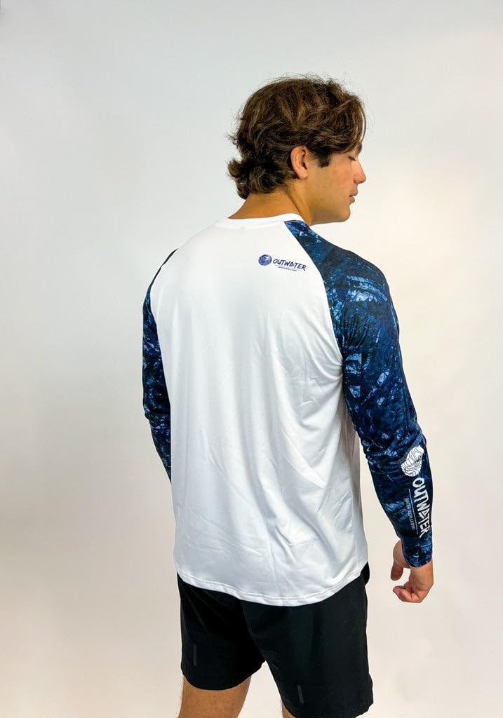 OUTWATER Camp One Dark Blue – Maglietta da pesca da uomo protezione solare UV a maniche lunghe UPF50+ | Pesca, Barca, Outdoor