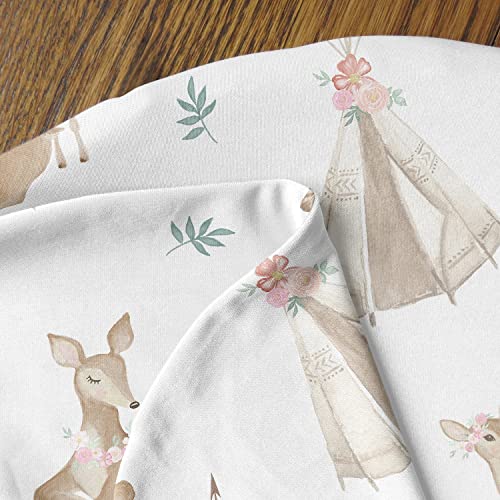 Image of Sweet Jojo Designs Woodland Deer Floral Nursing Pillow Cover Breastfeeding Pillowcase for Newborn Infant Bottle Breast Feeding Pillow NOT Included - Blush Pink Mint Green Boho Watercolor Forest Animal