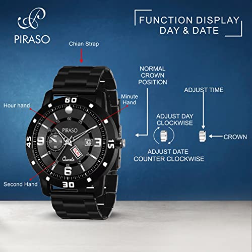 Image of PIRASO Analog Day and Date Working Display MESH Strap Watch for Men & Boys